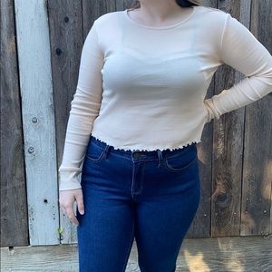 Pink/nude Long sleeve crop too